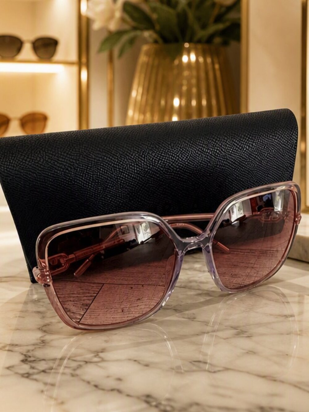 Furla SFU 526 Candy Rose Gradient Oversized Square Sunglasses